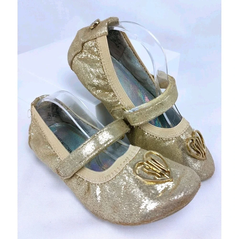 Stuart Weitzman‎ Toddler Rose Ballet Flats Champagne Gold Size 9